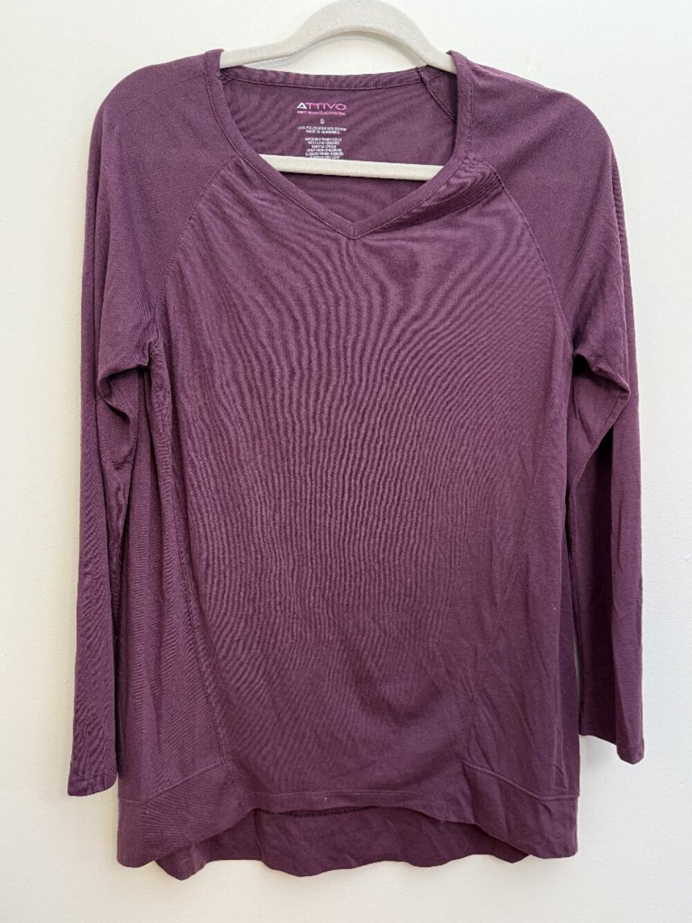 Attivo Top Womens Small Purple Performance Activewear Long Sleeve Soft fabric